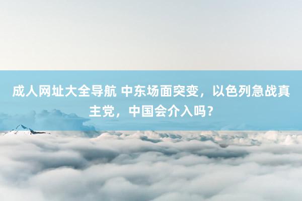 成人网址大全导航 中东场面突变，以色列急战真主党，中国会介入吗？