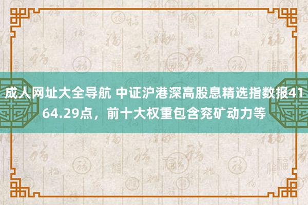 成人网址大全导航 中证沪港深高股息精选指数报4164.29点，前十大权重包含兖矿动力等