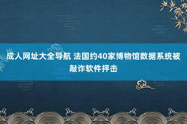 成人网址大全导航 法国约40家博物馆数据系统被敲诈软件抨击