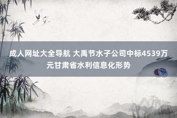 成人网址大全导航 大禹节水子公司中标4539万元甘肃省水利信息化形势